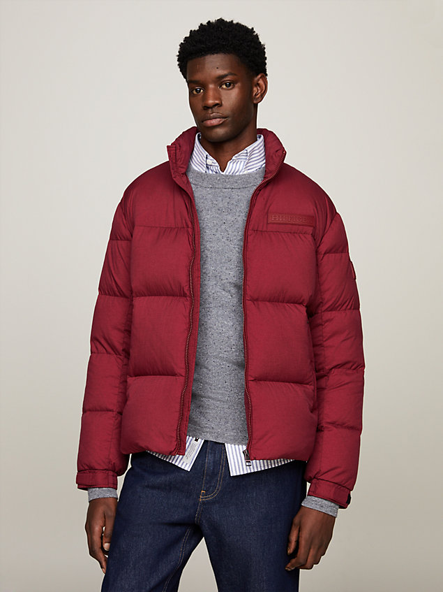 red new york garment dyed puffer jacket for men tommy hilfiger