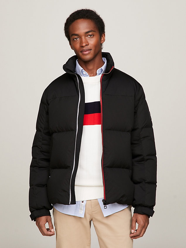 black th warm new york down puffer jacket for men tommy hilfiger