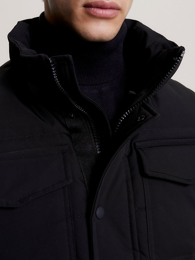 black ciepła kurtka rockie utility z kapturem dla mężczyźni - tommy hilfiger