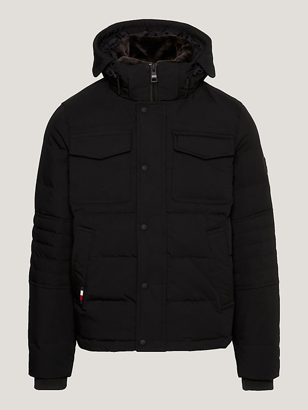 black th warm rockie hooded utility jacket for men tommy hilfiger