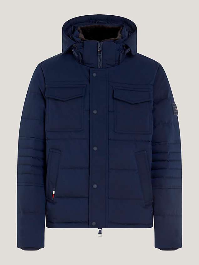 blue th warm rockie hooded utility jacket for men tommy hilfiger