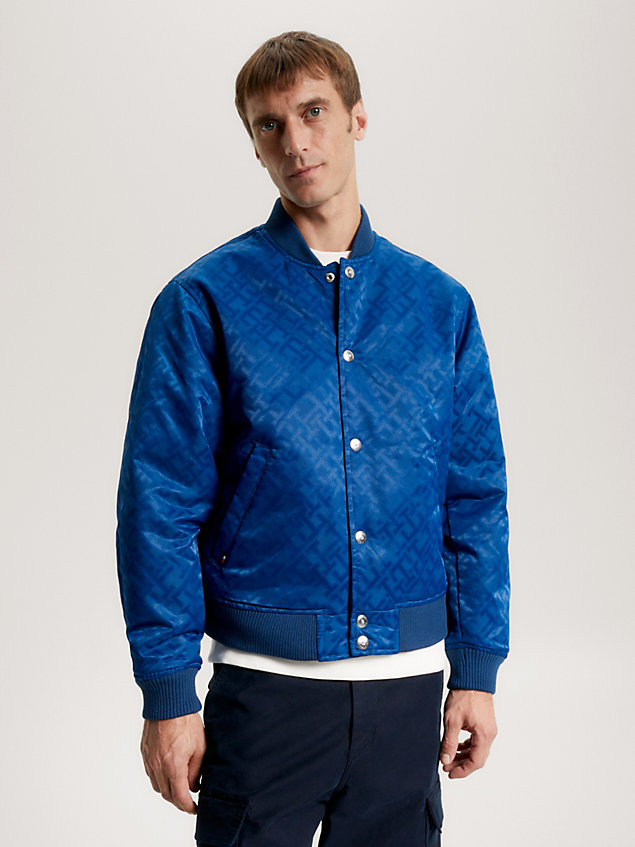 blue th warm reversible recycled bomber jacket for men tommy hilfiger