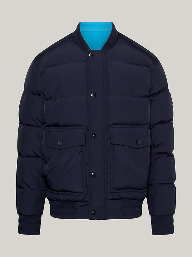 blue reversible padded rockie bomber jacket for men tommy hilfiger