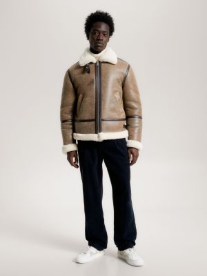 Shearling leather flight clearance jacket