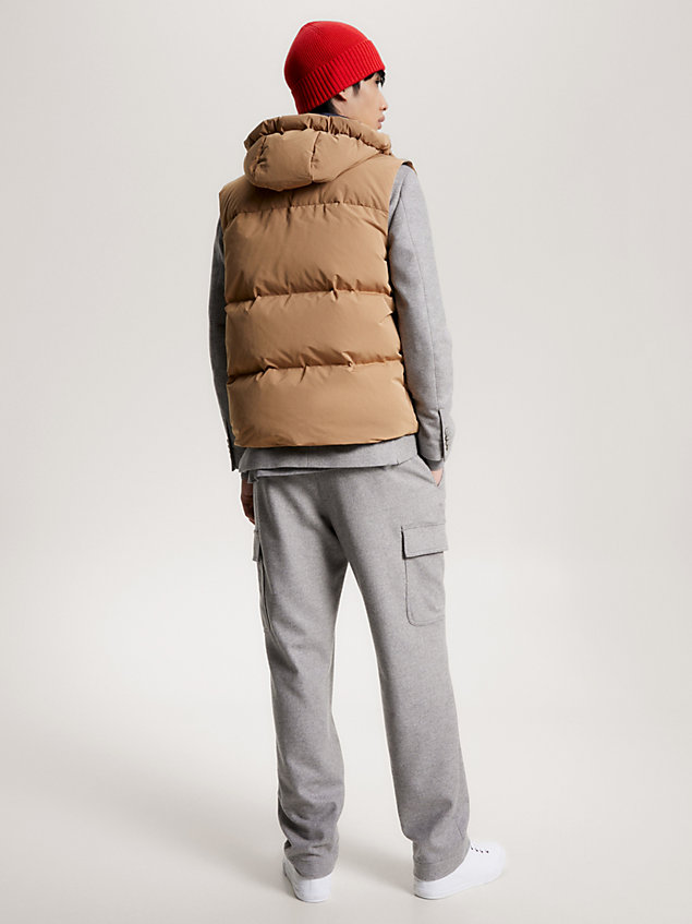 brown th warm down hooded recycled gilet for men tommy hilfiger
