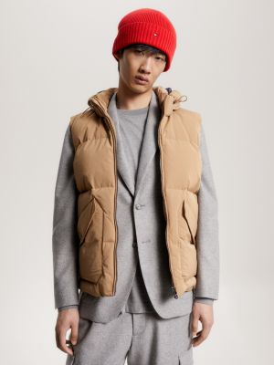 TH Warm Down Hooded Recycled Gilet | BROWN | Tommy Hilfiger