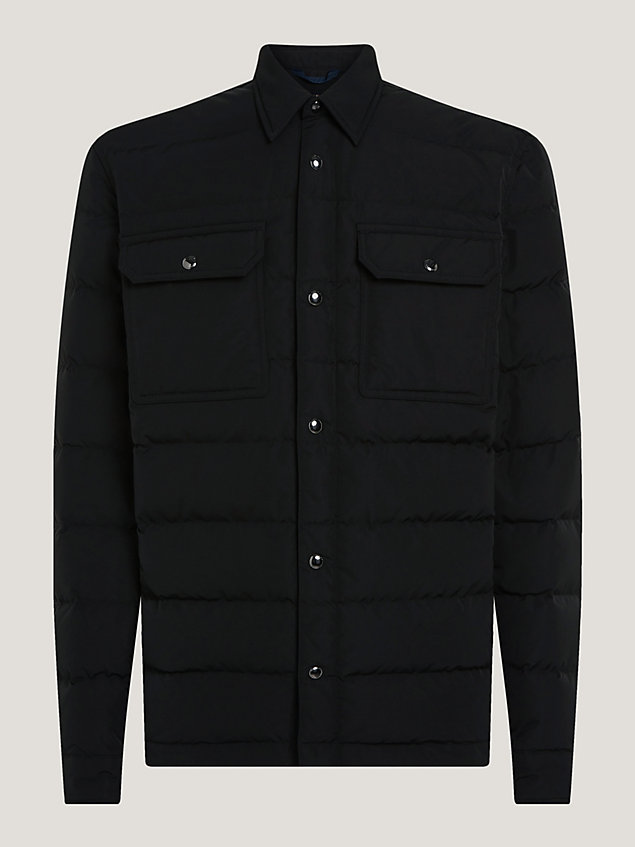 black wodoodporna kurtka koszulowa th warm dla mężczyźni - tommy hilfiger