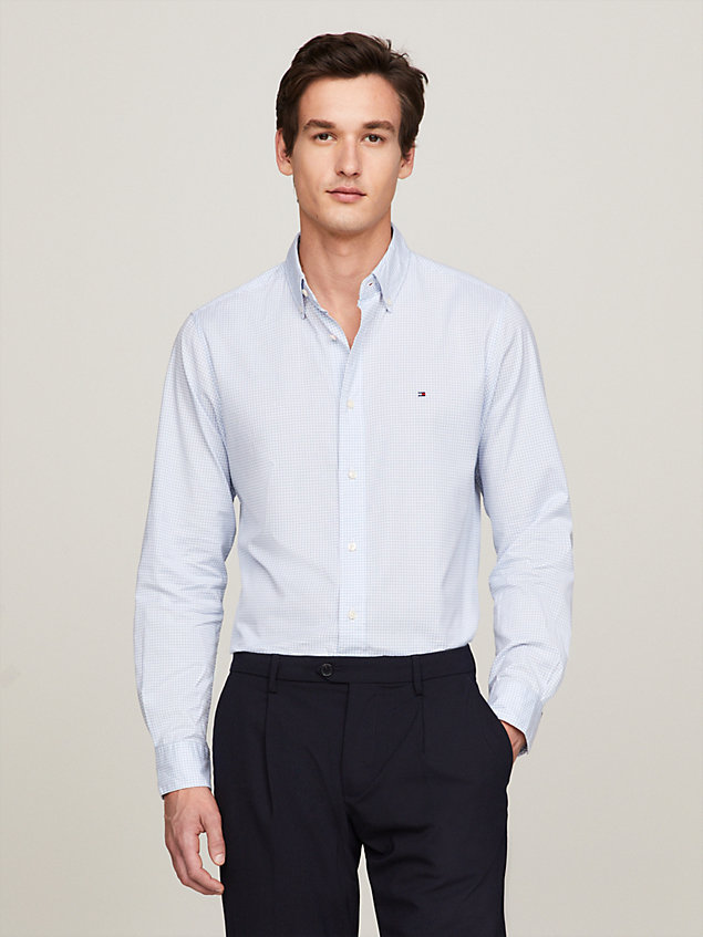 chemise coupe standard à motif vichy blue pour hommes tommy hilfiger