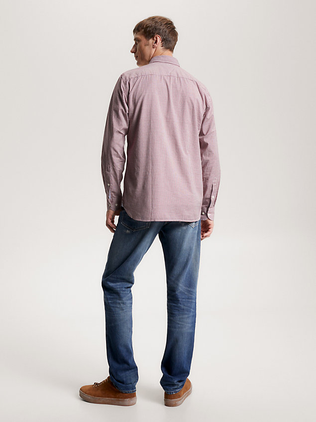 red koszula o regularnym kroju w kratę vichy dla mężczyźni - tommy hilfiger