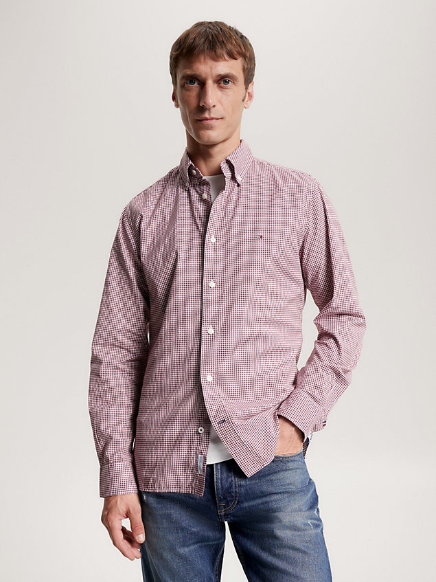 red koszula o regularnym kroju w kratę vichy dla mężczyźni - tommy hilfiger