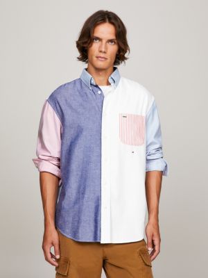 Premium Colour-Blocked Regular Fit Oxford Shirt | Blue | Tommy Hilfiger