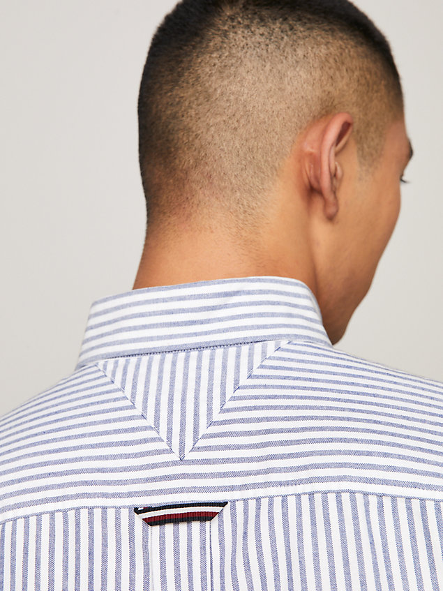 blue premium ithaca stripe regular fit oxford shirt for men tommy hilfiger