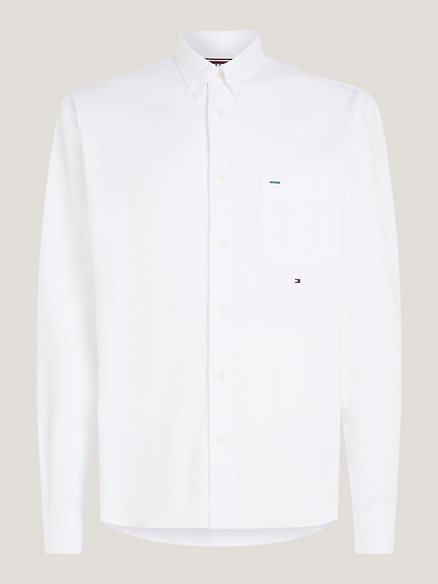 camisa oxford premium de corte regular white de hombre tommy hilfiger