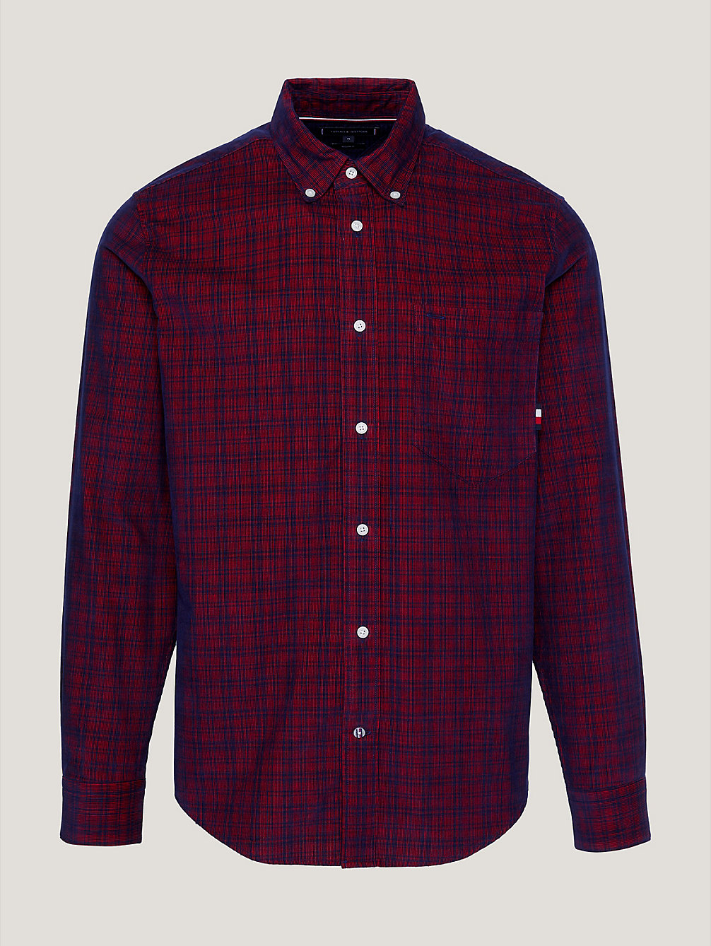 red sztruksowa koszula o regularnym kroju dla mężczyźni - tommy hilfiger