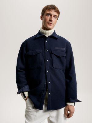 Loose Fit Twill Jacket - Navy blue - Men