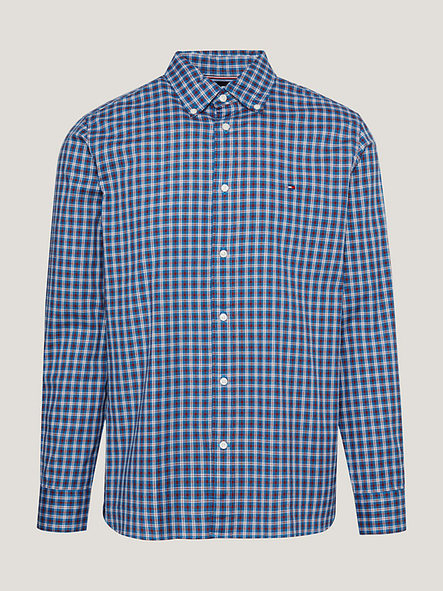 blue regular fit overhemd met tartanruit voor heren - tommy hilfiger