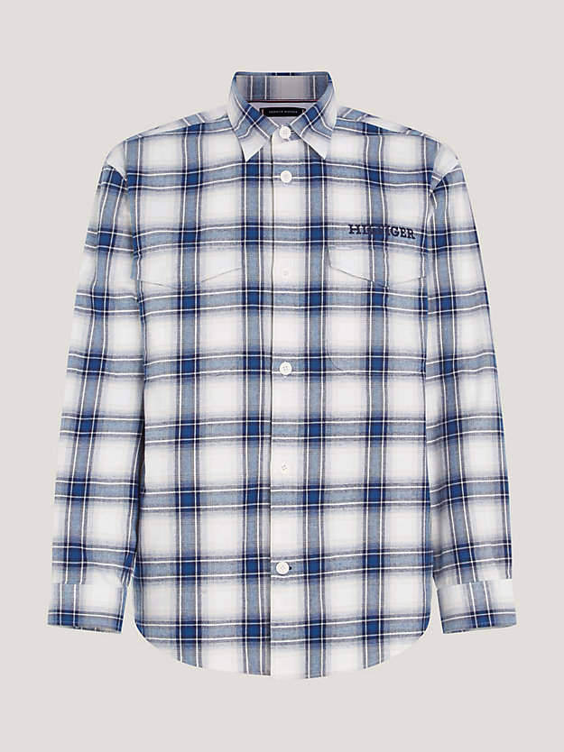 grey shadow check archive fit overshirt for men tommy hilfiger