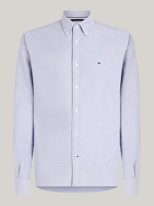 blue oxford dobby regular shirt for men tommy hilfiger