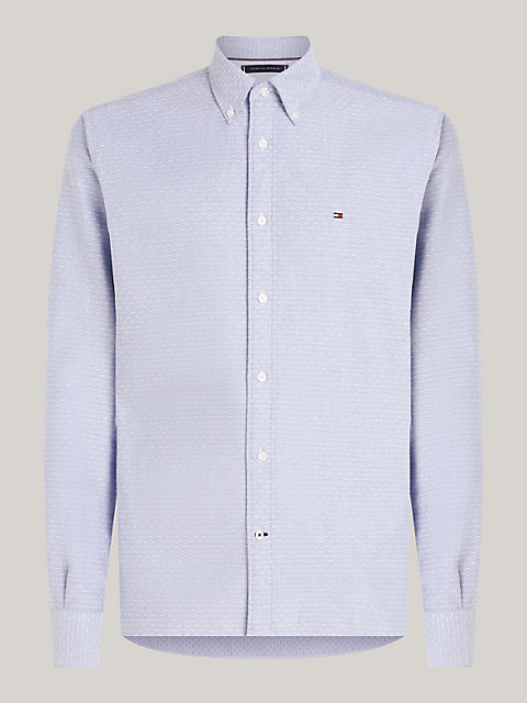 blue regular fit oxford-hemd mit dobby-webung für herren - tommy hilfiger