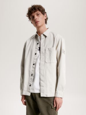 Relaxed Fit Overshirt - Beige/Checked - Men