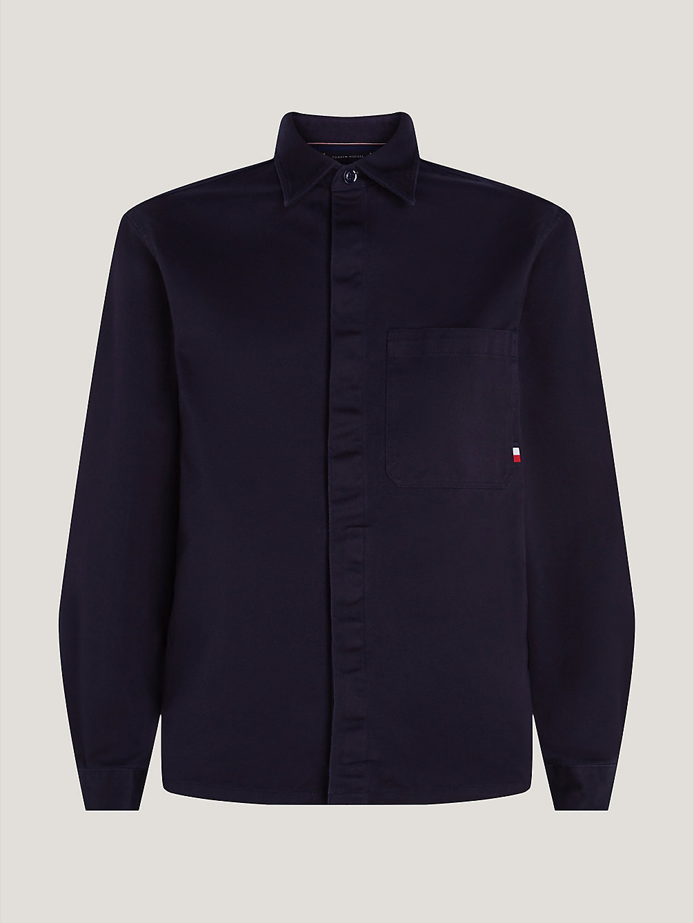 blue twill relaxed fit overshirt for men tommy hilfiger