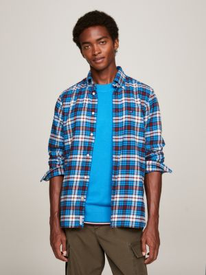 Brushed Tommy Tartan Regular Fit Shirt | Blue | Tommy Hilfiger