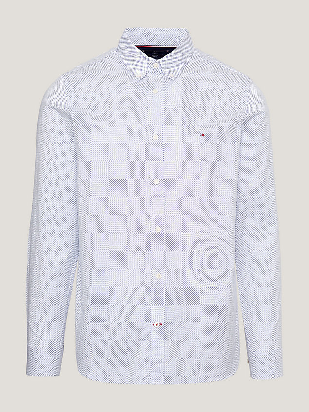 white micro print slim fit shirt for men tommy hilfiger