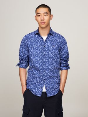 Ditsy Floral Print Slim Corduroy Shirt | Blue | Tommy Hilfiger