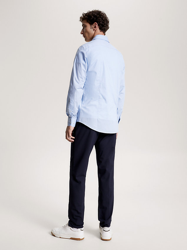 chemise ajustée à micro-motif blue pour hommes tommy hilfiger