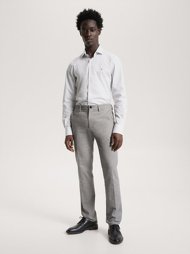 grey slim fit hemd mit mikro-print für herren - tommy hilfiger