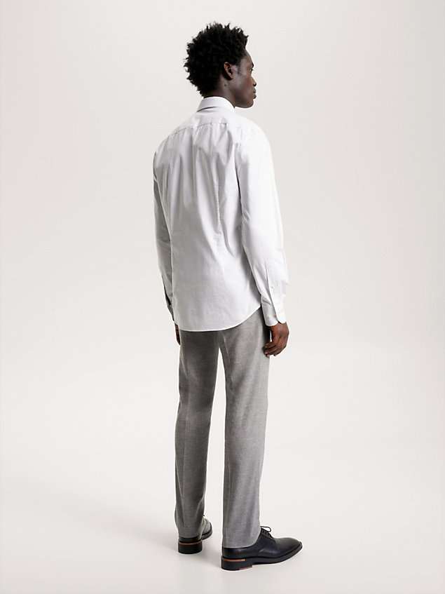 grey micro print slim fit shirt for men tommy hilfiger