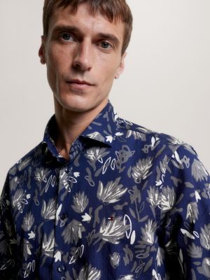 Floral Print Slim Fit Shirt Grey Tommy Hilfiger