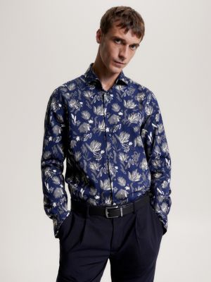 Floral Print Slim Fit Shirt | Grey | Tommy Hilfiger