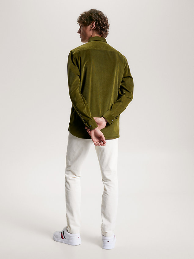 chemise coupe standard en velours côtelé green pour hommes tommy hilfiger