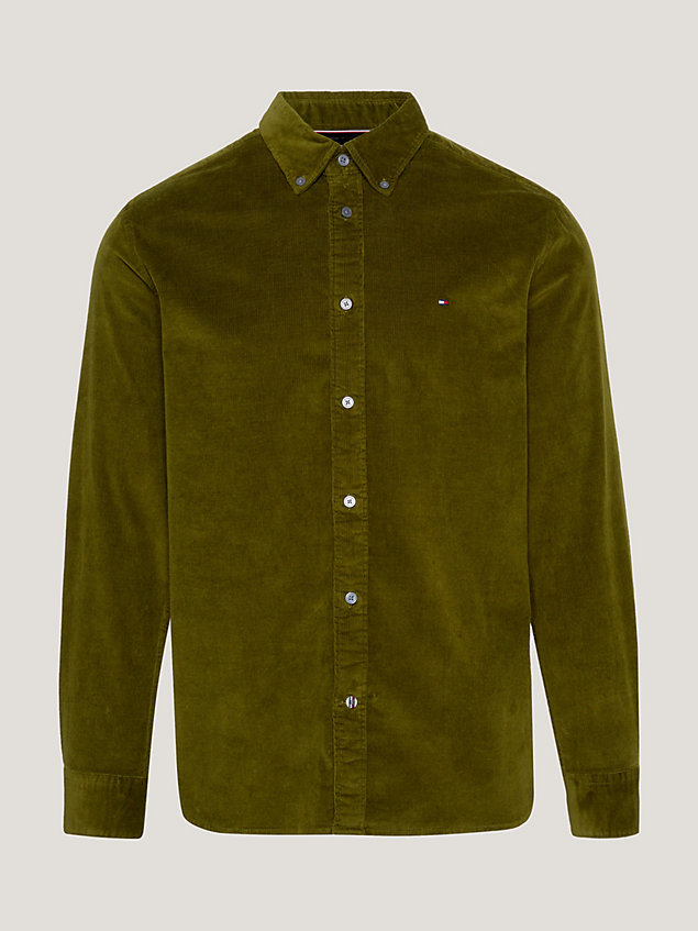 green flag corduroy regular fit shirt for men tommy hilfiger