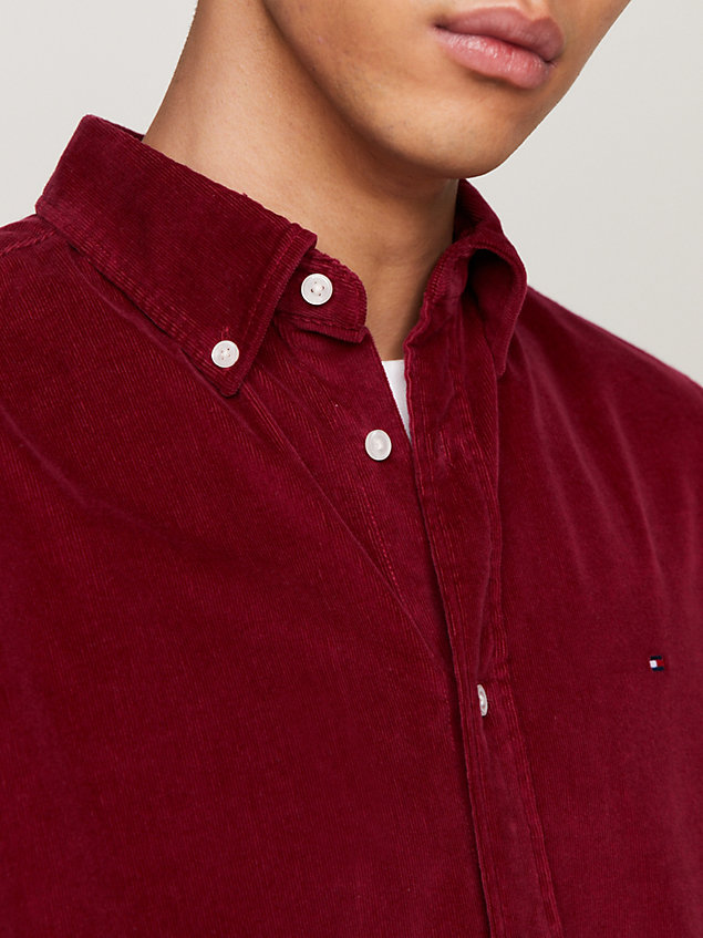 camisa de pana con corte regular y logo red de hombre tommy hilfiger