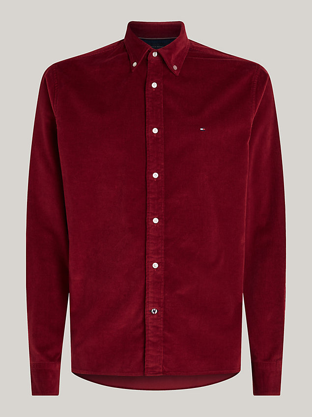 chemise coupe standard en velours côtelé red pour hommes tommy hilfiger