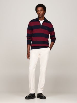 pantaloni chino straight fit in velluto bianco da uomini tommy hilfiger