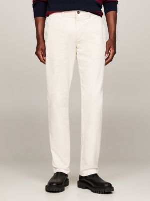 pantalón chino de pana de algodón elástico blanco de hombres tommy hilfiger