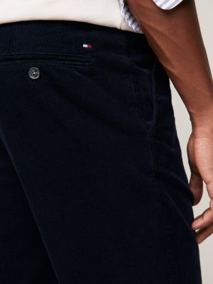 chino droit en velours côtelé extensible bleu pour hommes tommy hilfiger