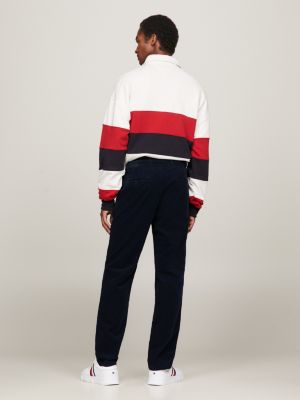 chino droit en velours côtelé extensible bleu pour hommes tommy hilfiger