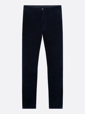 chino droit en velours côtelé extensible bleu pour hommes tommy hilfiger