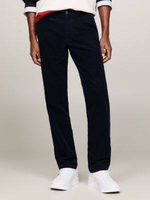 blue stretch cotton corduroy straight chinos for men tommy hilfiger