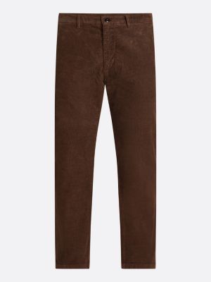 chino droit en velours côtelé extensible marron pour hommes tommy hilfiger