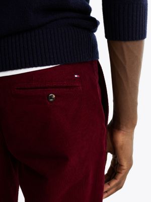 red stretch cotton corduroy straight chinos for men tommy hilfiger