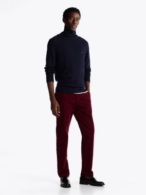 red stretch cotton corduroy straight chinos for men tommy hilfiger