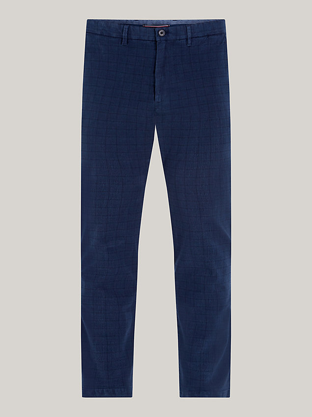 blue denton prince of wales check trousers for men tommy hilfiger