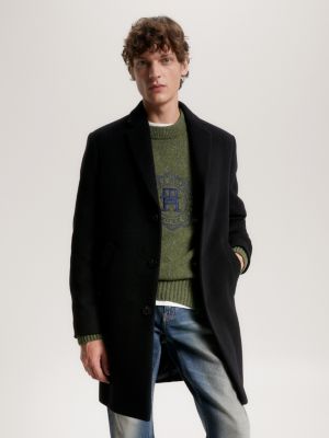 Tommy hilfiger long sales black coat