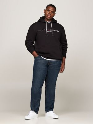 sweat à capuche plus à logo brodé noir pour hommes tommy hilfiger