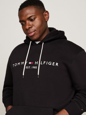 black plus logo embroidery drawstring hoody for men tommy hilfiger